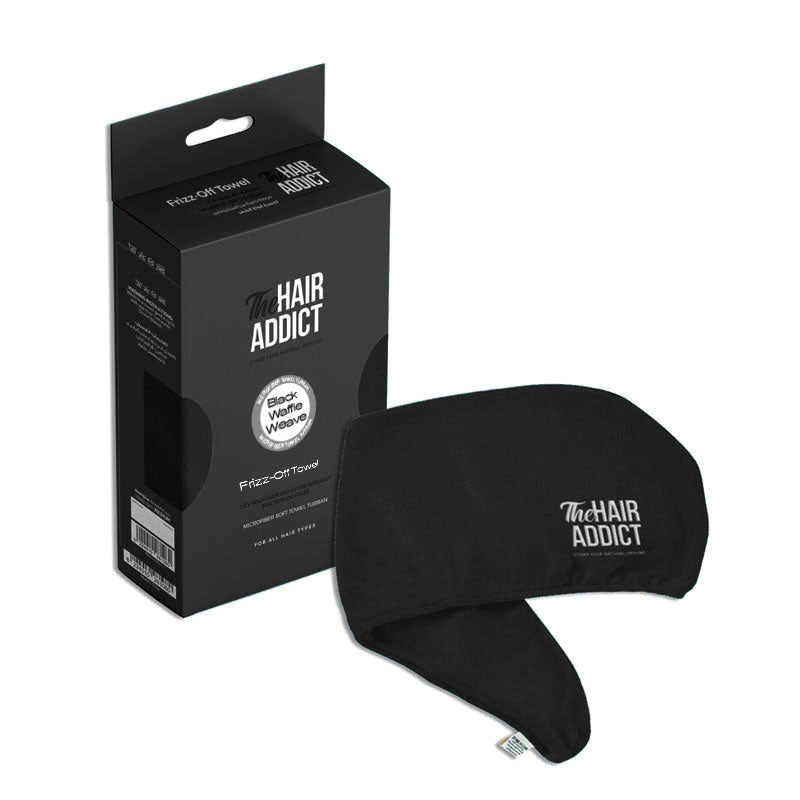 THE HAIR ADDICT FRIZZ-OFF TOWEL BLACK WAFFLE WEAVE