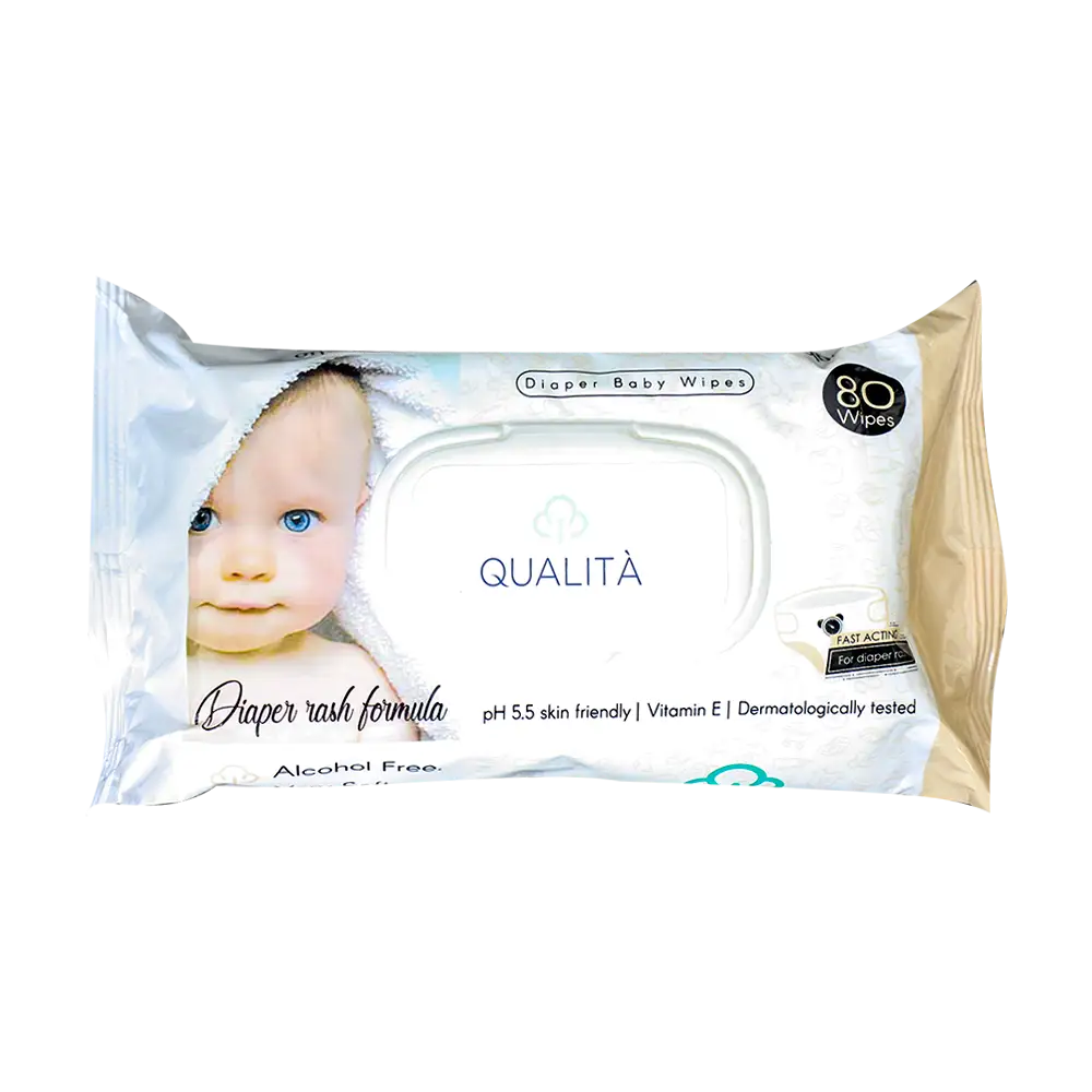QUALITA DIAPER BABY WIPES WITH ZINC 80 WIPES