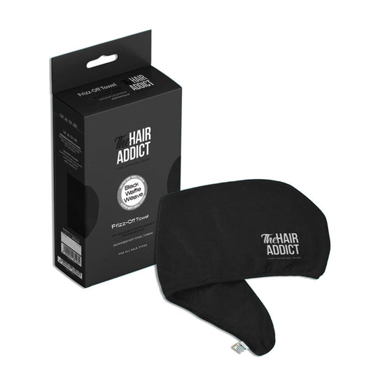 THE HAIR ADDICT FRIZZ-OFF TOWEL BLACK WAFFLE WEAVE